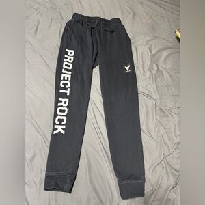 Mens size S Under Armour Project Rock Pants  Black Terry Jogger Sweatpants